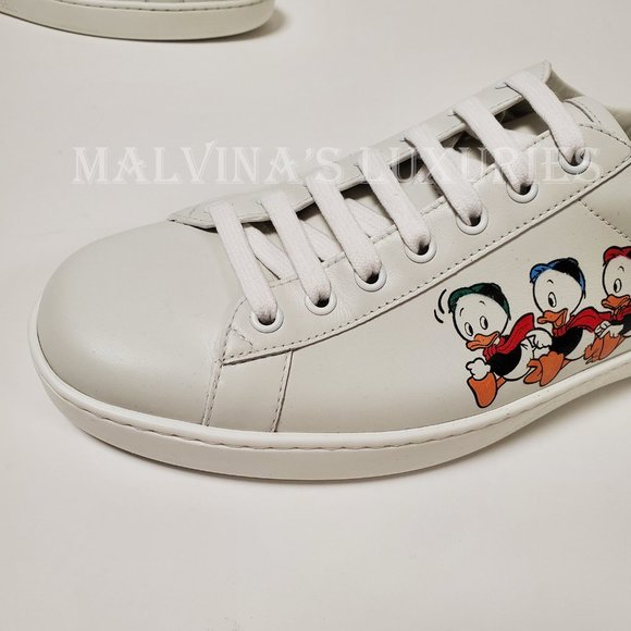 GUCCI SNEAKERS MENS LEATHER DISNEY ACE HUEY DEWEY LOUIE LOGO SHOES 9G US 9.5 - Picture 14 of 16